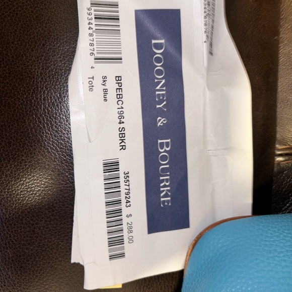 Dooney & Bourke Sky Blue Pebble Leather Tote BNWT - Picture 3 of 4